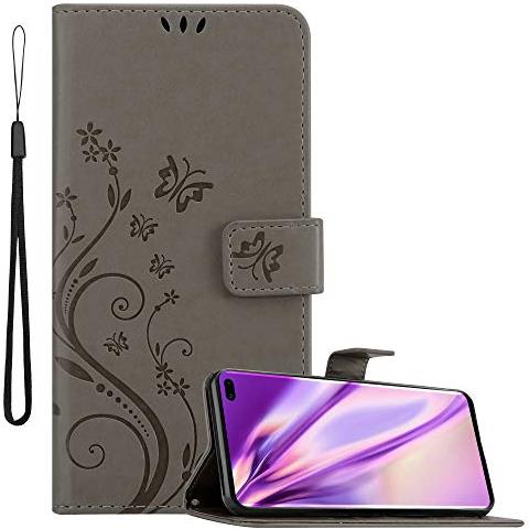Custodia Compatibile Con Samsung Galaxy S10 Plus In Grigio Fiore - Coperchio Protettivo In Design Floreale Con Chiusura Magnetica, Funzione Stand E Slot Per Carte - Foto 1