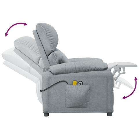 Poltrona Massaggiante Elettrica Grigio Chiaro in Tessuto - Foto 2