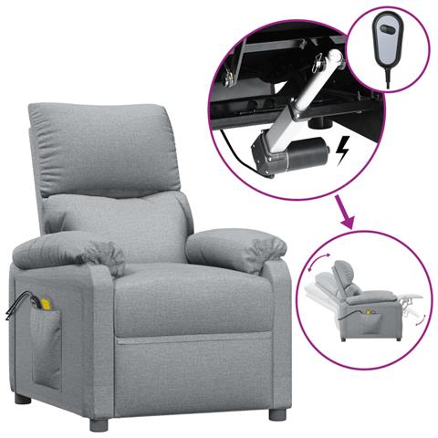 Poltrona Massaggiante Elettrica Grigio Chiaro in Tessuto - Foto 1