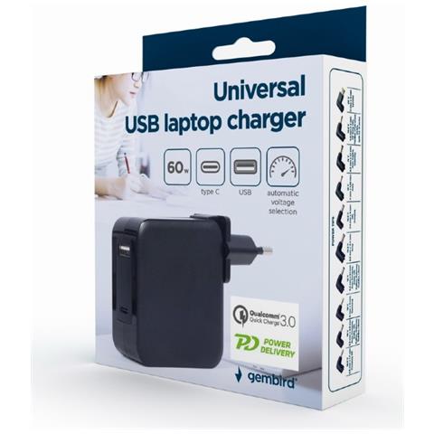 Caricabatterie Universale per Laptop con Potenza 60 W Colore Nero - Foto 9