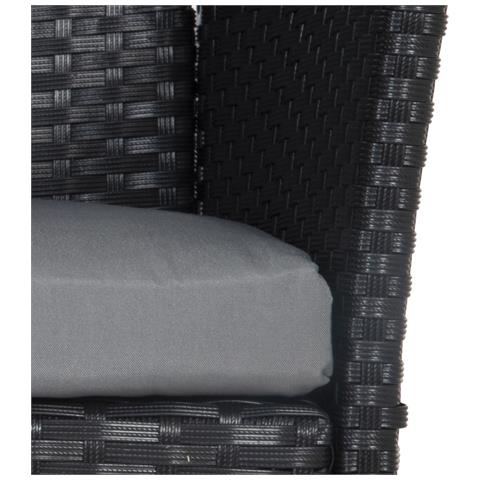 Set Di Mobili Da Giardino Cordoue In Resina Nera Intrecciata 4 Posti - Cuscini Grigi - Foto 12