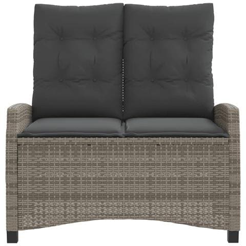 Panca Reclinabile Da Giardino Con Cuscini Grigia In Polyrattan - Foto 3