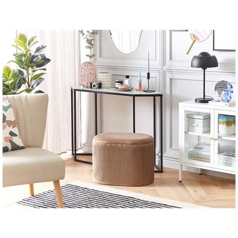 Pouf Contenitore Richland Velluto Beige - Foto 1