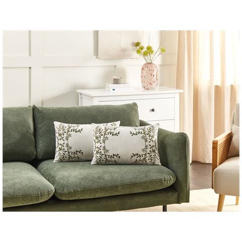 Set Di 2 Cuscini Zaleya Cotone 30 X 50 Cm Bianco Trama Floreale - Foto 1