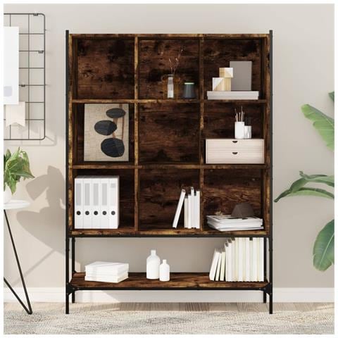 Libreria Rovere Fumo 102x30x141,5 Cm In Legno Multistrato - Foto 3