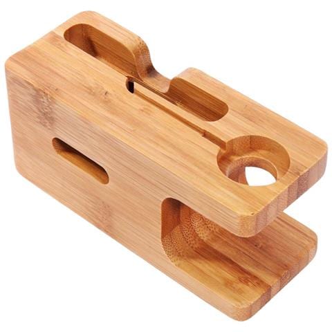 Base Di Ricarica Per Apple Watch E Iphone 2 In 1 In Bambù, Giallo - Foto 7