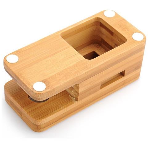 Base Di Ricarica Per Apple Watch E Iphone 2 In 1 In Bambù, Giallo - Foto 2