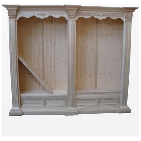 Libreria Classica Intarsiata In Legno Grezzo 254x49x211 - Foto 1