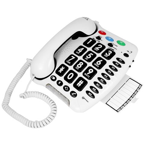 Telefono Fisso Da Parete Per Senior Cl100 Suoneria Forte 30db, Bianco - Foto 1