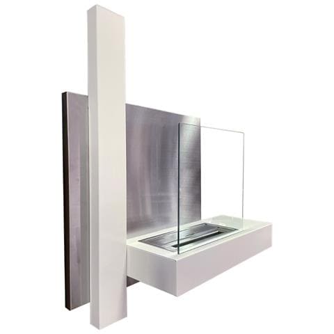 Camino Bioetanolo Da Parete Biocamino Ecologico 1,5 Lt In Acciaio Con Vetro Temperato 90 M2 - Bianco - Foto 1