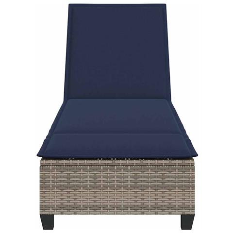 Lettino Prendisole con Cuscini Grigio 55x200x25,5cm Polyrattan - Foto 2
