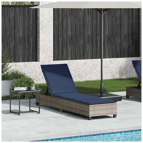 Lettino Prendisole con Cuscini Grigio 55x200x25,5cm Polyrattan - Foto 1