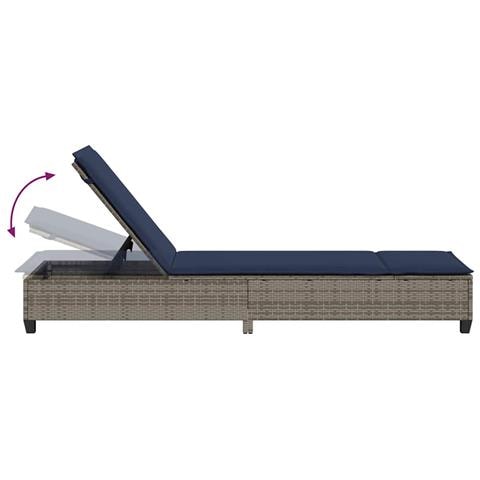 Lettino Prendisole con Cuscini Grigio 55x200x25,5cm Polyrattan - Foto 9
