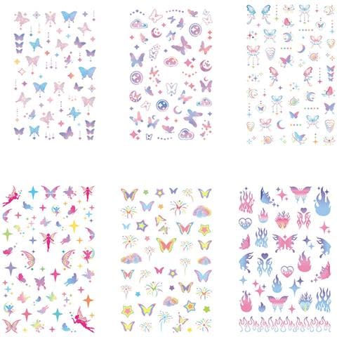 Glitter Nail Art Stickers - Confezione Da 6   Modello 2 - Foto 1