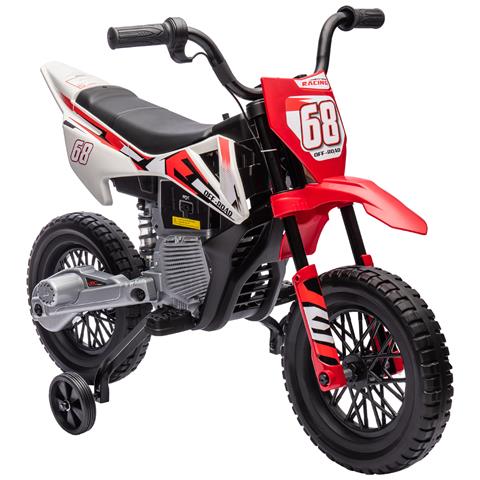 Moto Elettrica per Bambini con Rotelle e Indicatore di Carica, in PP e Metallo, 107x56x70 cm, Rosso - Foto 1