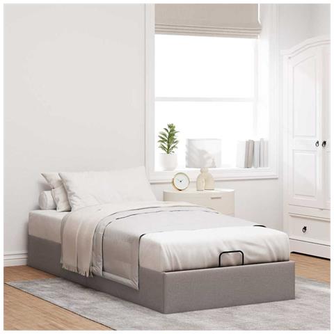 Struttura Letto Pouf Senza Materasso Tortora 100x200cm Tessuto - Foto 3