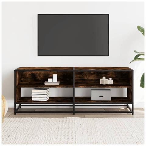 Mobile Tv Rovere Fumo 120,5x40x46cm Legno Multistrato E Metallo - Foto 3