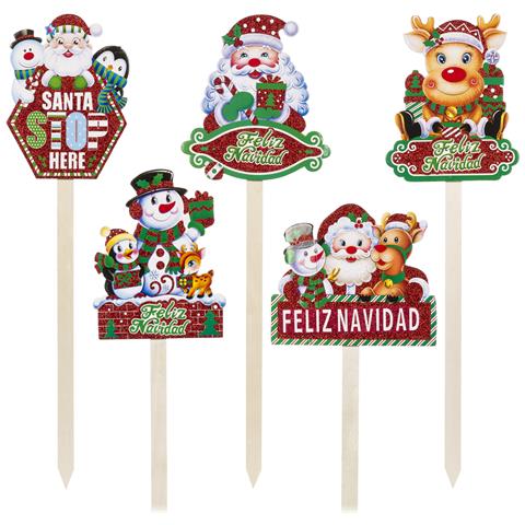 Decorazione Natalizia In Cartone Piuma Con Picchetto, 68 Cm. 5 Design Casuali. - Foto 1