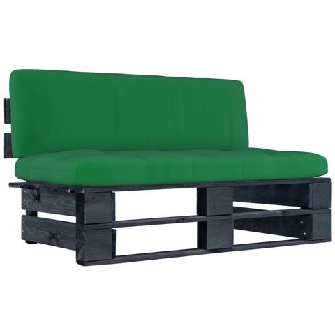 Divano Centrale Giardino Su Pallet Nero Legno Pino Impregnato - Foto 2