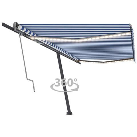 Tenda Automatica Con Sensore Vento E Led 500x300 Cm Blu Bianca - Foto 2