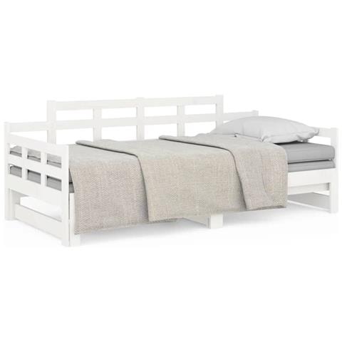 Dormeuse Estraibile Bianca Legno Massello Di Pino 2x (80x200) Cm - Foto 1