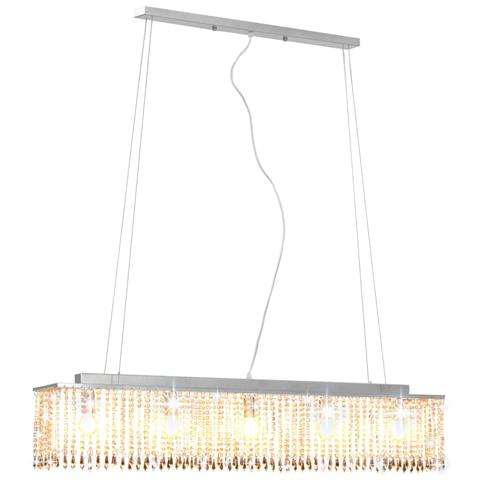 Lusso Casadino -  Lampadario Con Perle Di Cristallo Argento 104 Cm E14 - Foto 1