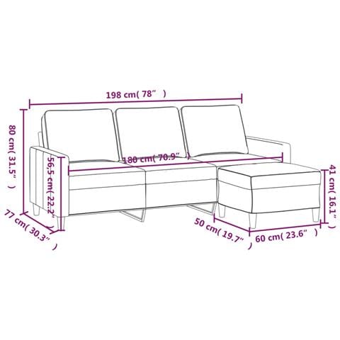 Divano a 3 Posti con Poggiapiedi Rosso Vino 180 cm in Velluto - Foto 7