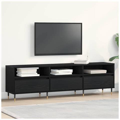 Mobile TV Nero Rovere 150x30x44,5 cm Legno ingegnerizzato - Foto 2