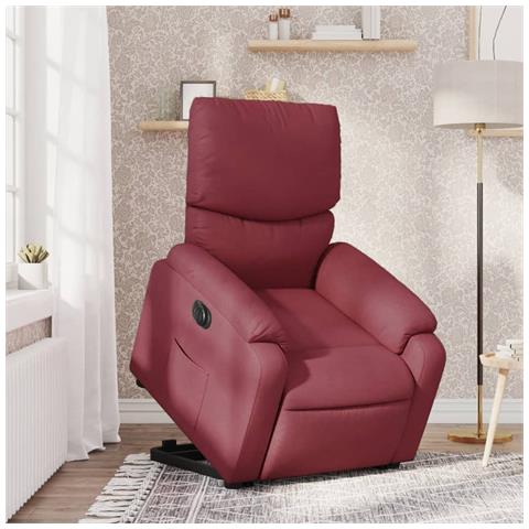 Poltrona Alzapersona Reclinabile Elettrica Rosso Vino Tessuto - Foto 2