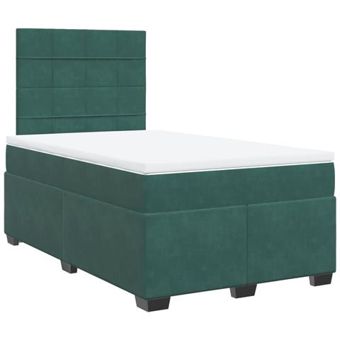 Giroletto a Molle con Materasso Verde Scuro 120x190 cm Velluto - Foto 1