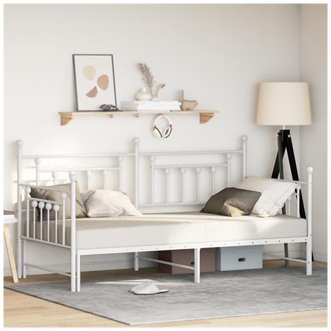 Struttura Lettino con Letto Estraibile Bianco 90x200 cm Acciaio - Foto 2