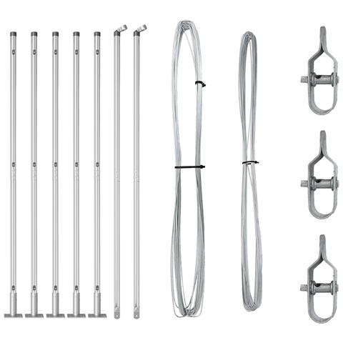 Pali per recinzione con piastre di base 7 pz Ø32mm 88,5 cm Acciaio zincato - Foto 1
