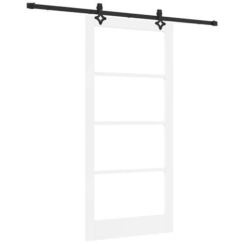 Porta Scorrevole  con Set Hardware 'ORKDAL'Bianco Legno Massello e Vetro, Porta Interna  con Vetro 'ORKDAL'Bianco 93x202x4 cm - Foto 1