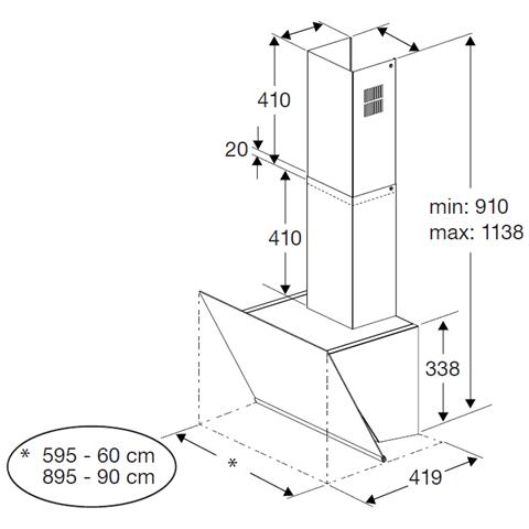 BHCA92442BBH Cappa aspirante a parete Nero 410 m³ /h - Foto 6