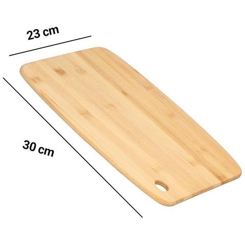 Tagliere In Legno Di Bambù 30x23cm Con Foro Per Appendere, Beige - Foto 2