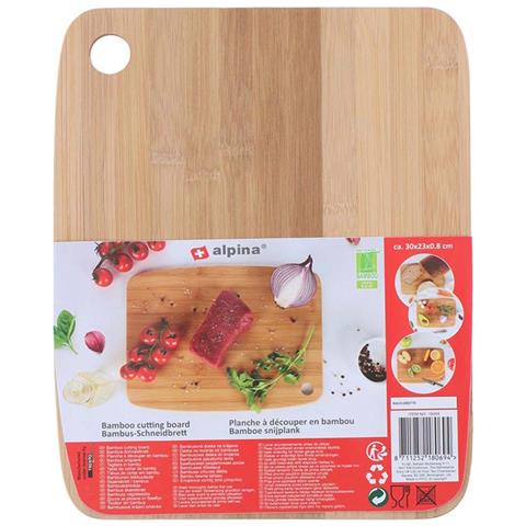 Tagliere In Legno Di Bambù 30x23cm Con Foro Per Appendere, Beige - Foto 4