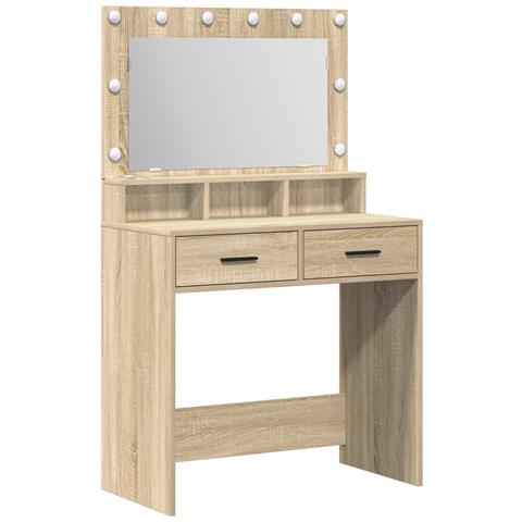 Tavolo da trucco con luci LED in Quercia Sonoma 79x41x135 cm - Foto 1