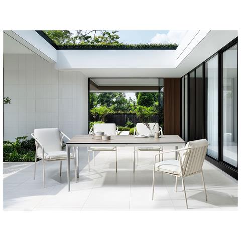 Tavolo Da Pranzo Da Giardino Sovareto 180 Cm 90 Cm Simil Legno Grigio Chiaro - Foto 1