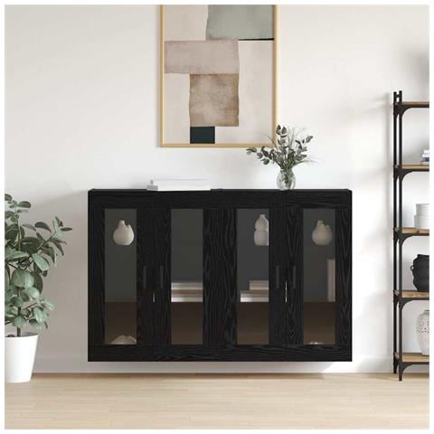 Armadi da Muro 2 pcs Rovere nero 69.5 x 34 x 90 cm - Foto 2