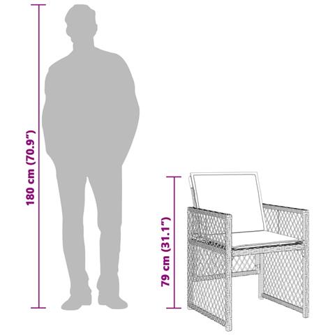 Set da Pranzo da Giardino 11pz con Cuscini in Polyrattan Grigio - Foto 9