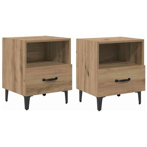 Armadio da Notte 2 pcs rovere artigianale 40 x 35 x 47,5 cm - Foto 1