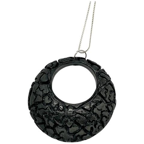 Collana Lunga Inside The Labyrinth Resina Nera Ottone Placcato Argento Sterling 10µ - Foto 2