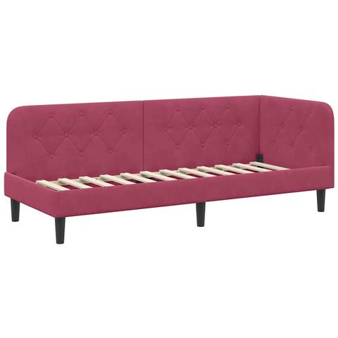 Cornice del letto ad angolo Rosso Vino 80 x 200 cm Velluto - Foto 1