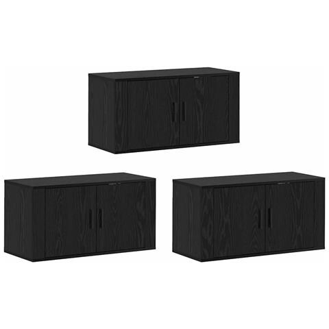 Set Mobile TV da Parete 3 pcs Rovere Nero 80 x 34,5 x 40 cm - Foto 1