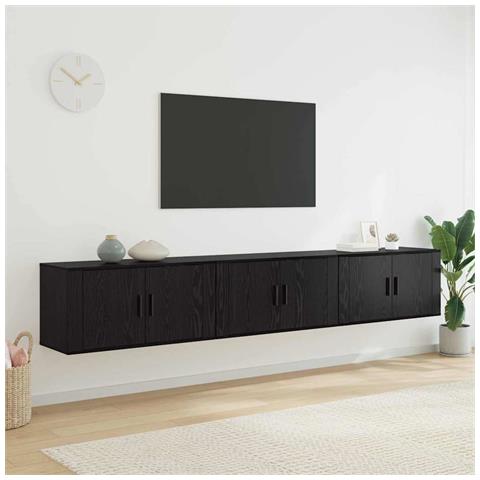 Set Mobile TV da Parete 3 pcs Rovere Nero 80 x 34,5 x 40 cm - Foto 2