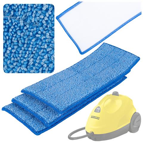 Set Di Panni In Microfibra Di Ricambio Compatibile Con Pulitore A Vapore Kärcher Sc - Alta Assorbenza, 3 Pezzi, Dimensioni 12,5x32x1,2 Cm - Foto 1