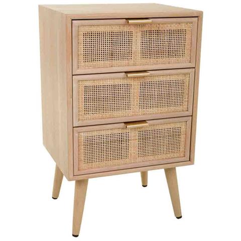 Comodino In Legno E Rete Marrone 42x36,5x71 - Foto 1