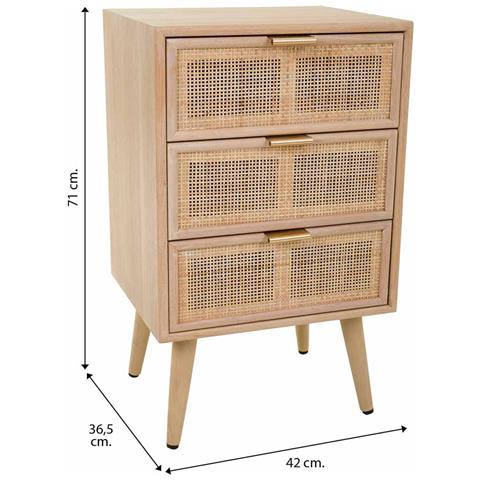 Comodino In Legno E Rete Marrone 42x36,5x71 - Foto 8