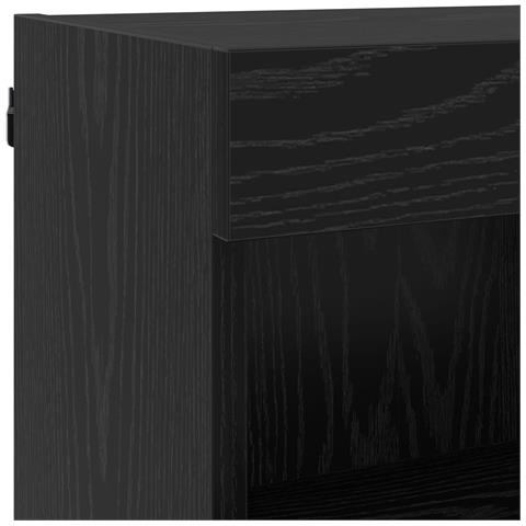 Mobile TV con luci a strisce a LED 8 pcs Rovere Nero Vetro - Foto 9