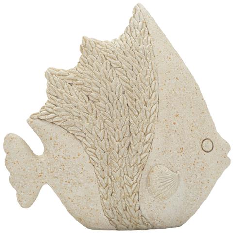 Scultura Pesce Sand Piccolo In Resina Beige Effetto Sabbia - Foto 1